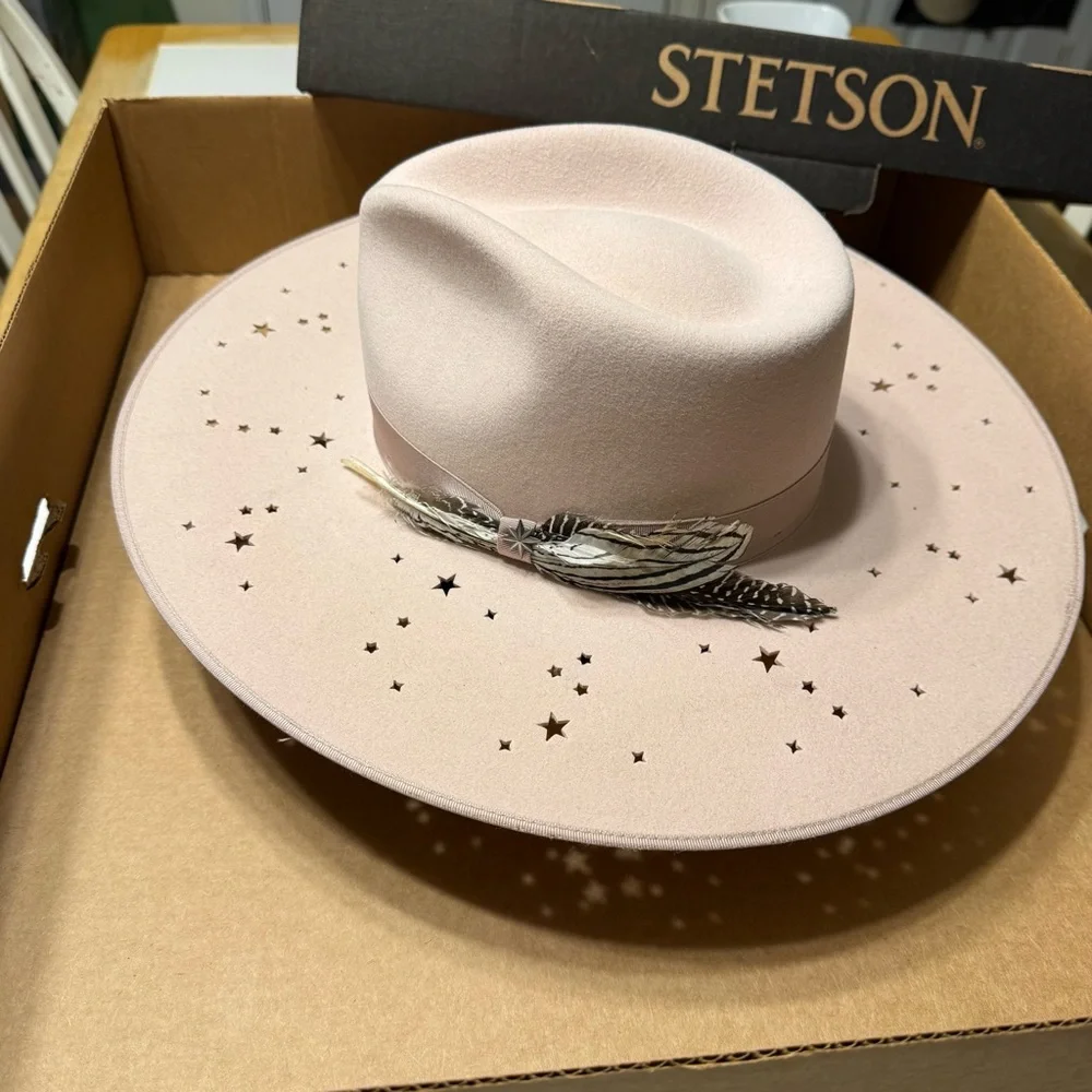 NEW Stetson Seeker Collection 'Night Sky' Cowboy Hat - Powder Pink Size S - Picture 2 of 14